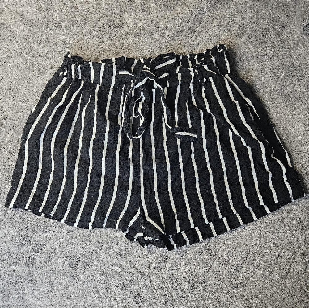 Striped Black and White Women's Shorts